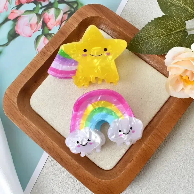 New Cartoon Rainbow Stars Hair Claw Clips Sweet Cute Crab Hair Clip Hairpin for Women Girls Valentine's Day Hair Accessories