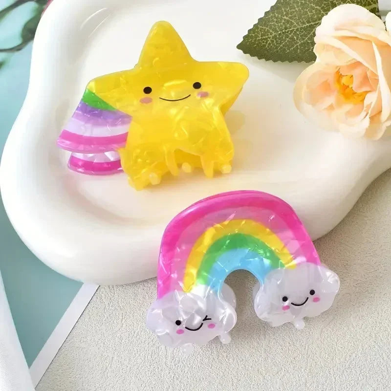 New Cartoon Rainbow Stars Hair Claw Clips Sweet Cute Crab Hair Clip Hairpin for Women Girls Valentine's Day Hair Accessories